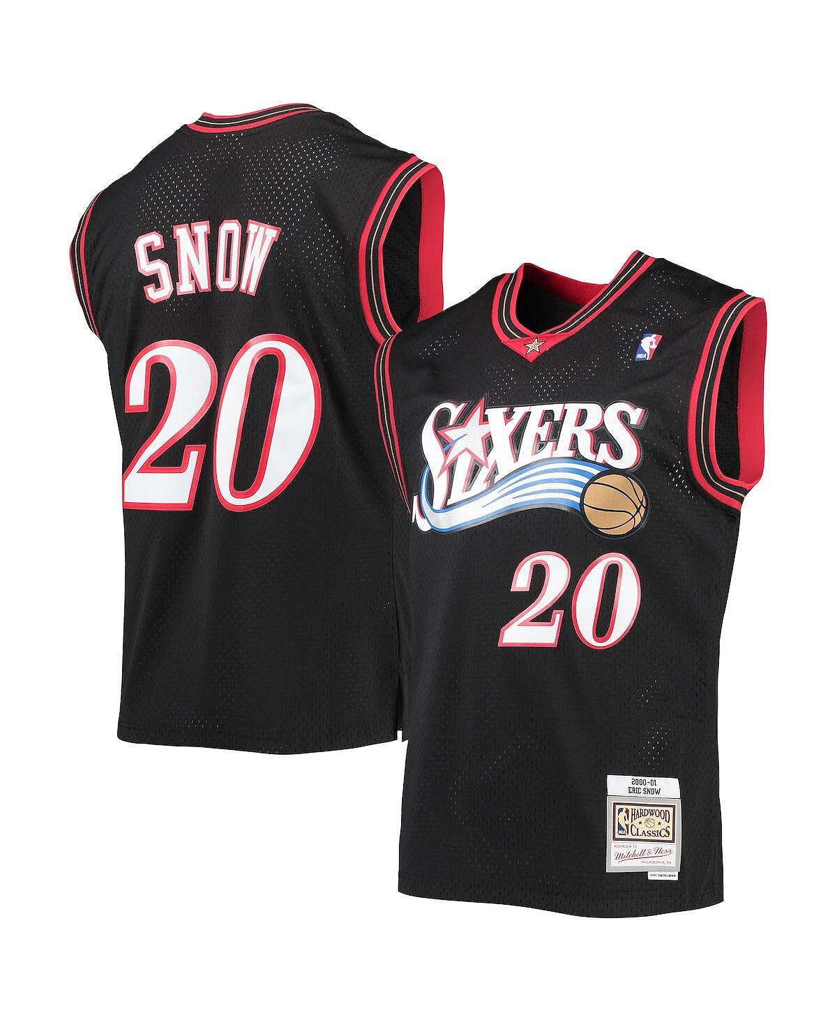

Мужская футболка eric snow black philadelphia 76ers 2000-01 hardwood classics swingman jersey Mitchell & Ness, черный
