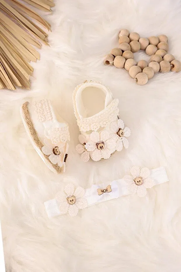 Детские пинетки для девочек с принтом Kidello, Nude Color