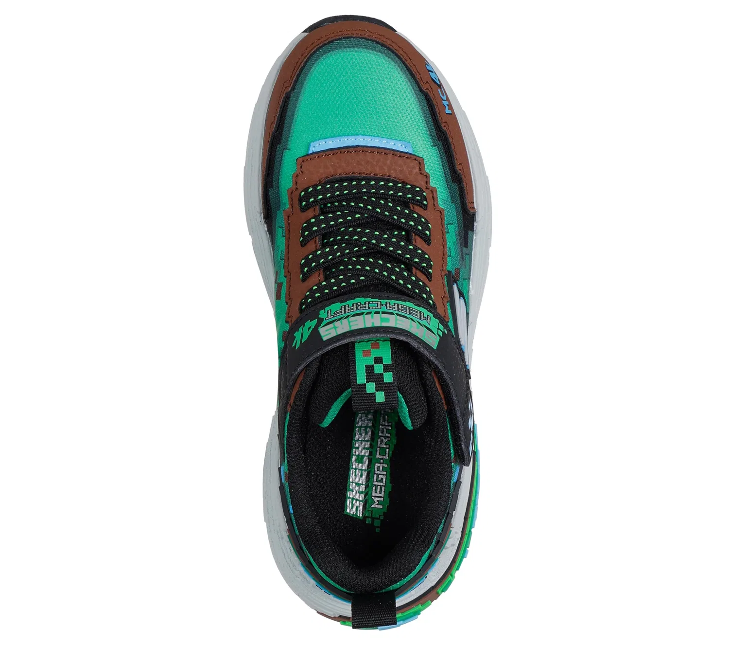 Детские кроссовки для мальчиков с пиксельными деталями Mega-craft 4k Skechers, Brown Synthetic Textile Green Multi Tri — фото 3