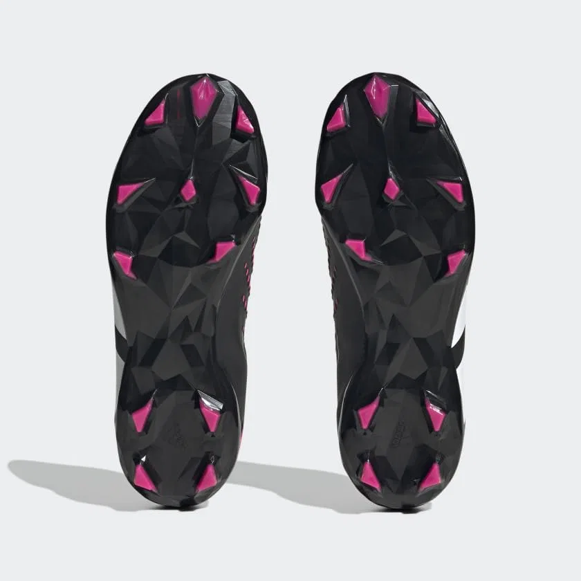 Детские бутсы футбольные с твердой подошвой Predator Accuracy.3 Firm Ground Adidas, Black White Pink Team Shock — фото 3