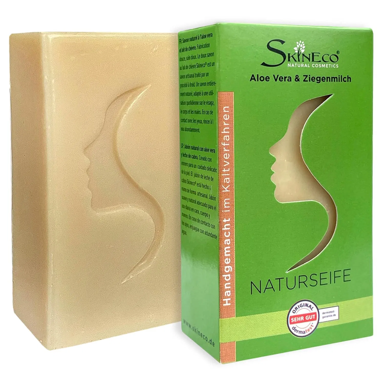 Твердое мыло с козьим молоком и алоэ вера Skineco, 90 г