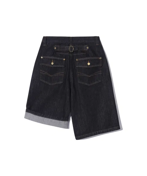 Детские джинсовые бермуды с вертикальным принтом URBANSTOFF, Dark Navy — фото 4