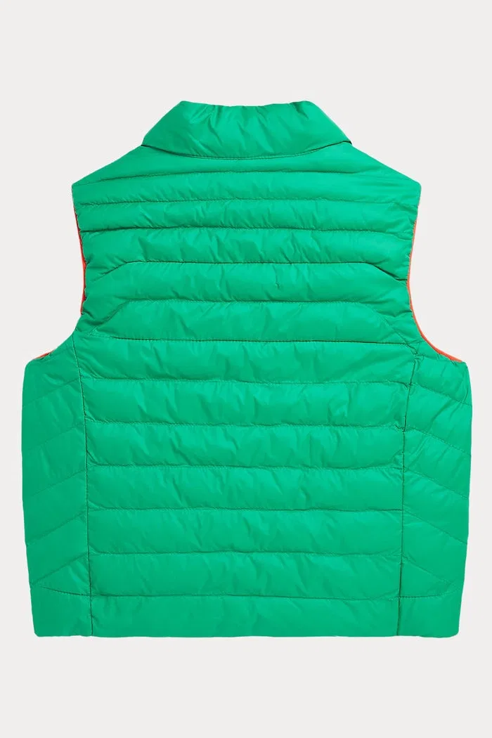 Детский жилет с принтом Reversible Terra Puffer Polo Ralph Lauren, Kayak Green/Blue Saturn — фото 3