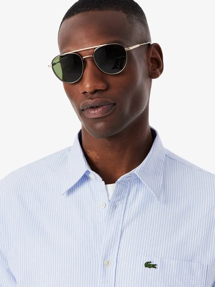 Рубашка с длинным рукавом оксфорд полосатая LACOSTE, Sky Blue — фото 2