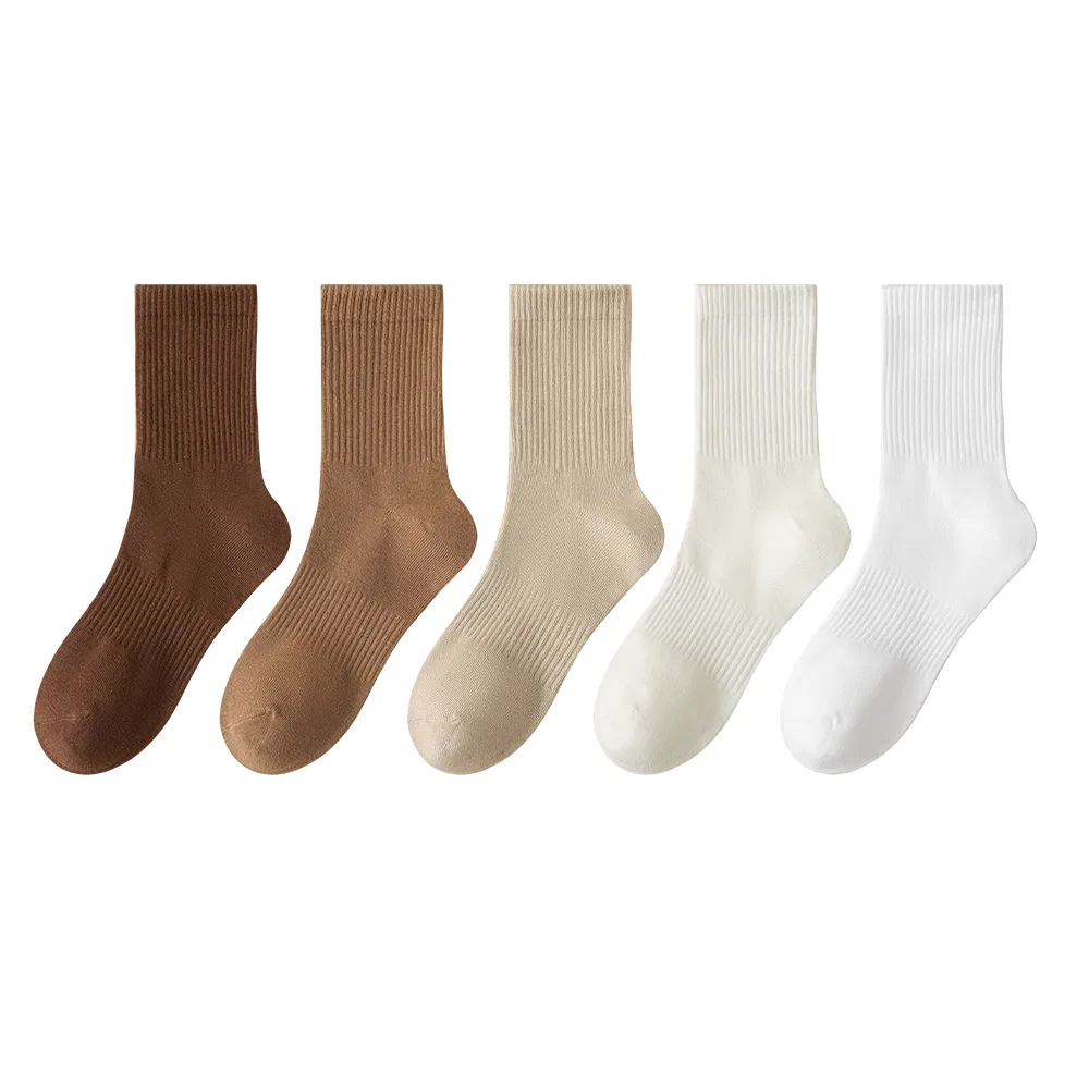 Детские носки-гольфы набор 5 пар Coffee+Camel+Khaki+Milk White+White, MINISO