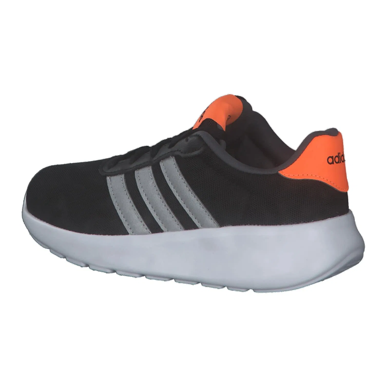 Детские кроссовки для мальчиков легкие Lite Racer 3.0 Adidas, Black Core Black Silver Met Screaming Orange — фото 3