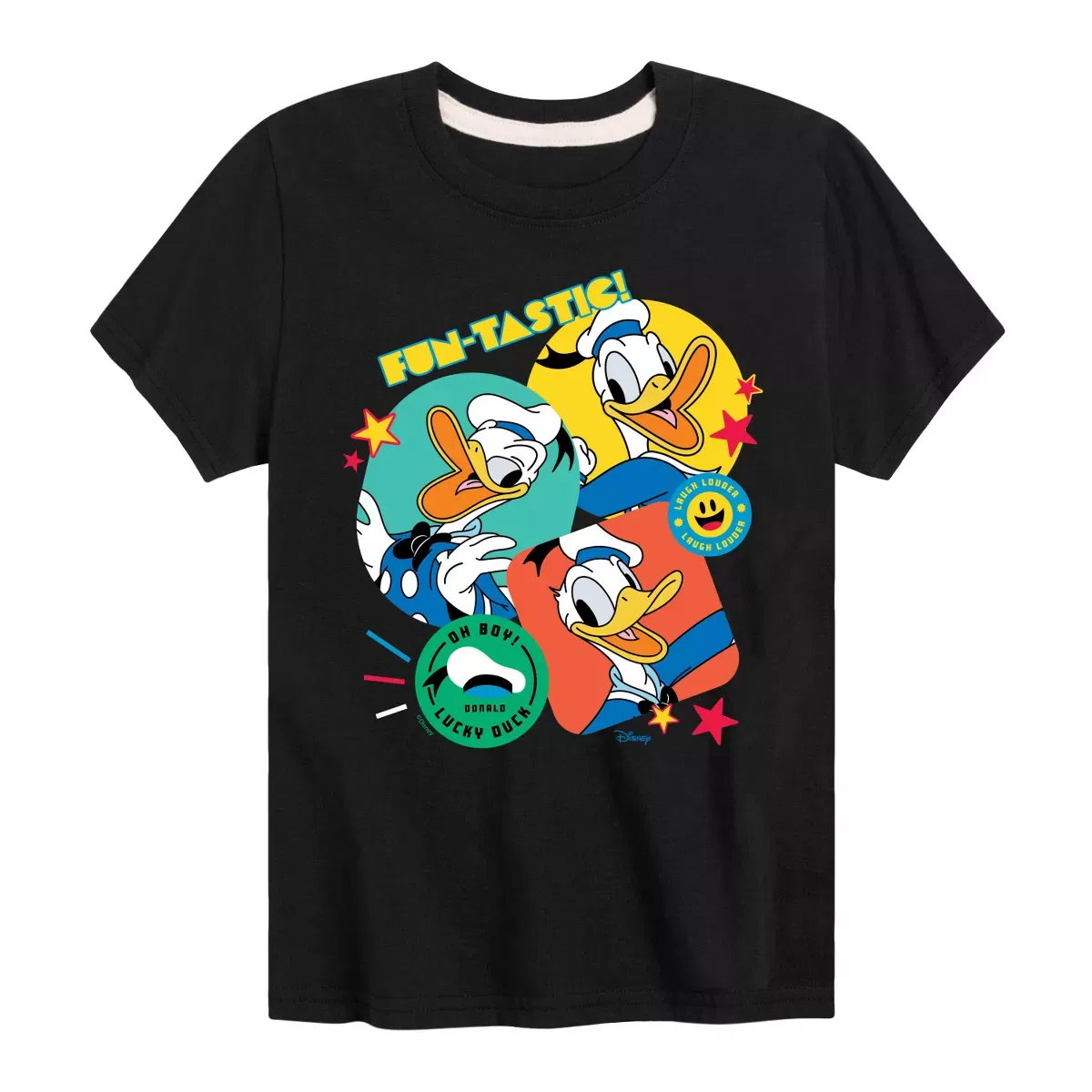 Детская футболка с коротким рукавом с принтом Donald Duck Sticker Look Disney, Black