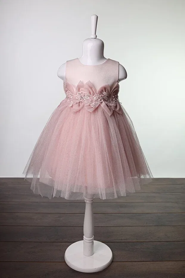 Детское платье для девочек с длинным рукавом Miss Ayışığı, Pink — фото 3