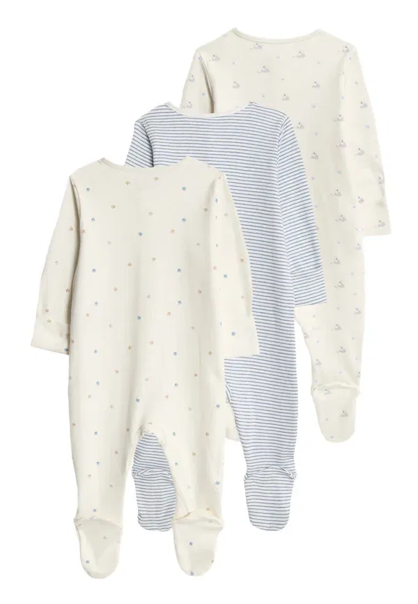 Комплект из 3 спальных костюмов, хлопок, Sleep Suit, Marks & Spencer Mix, синий — фото 2