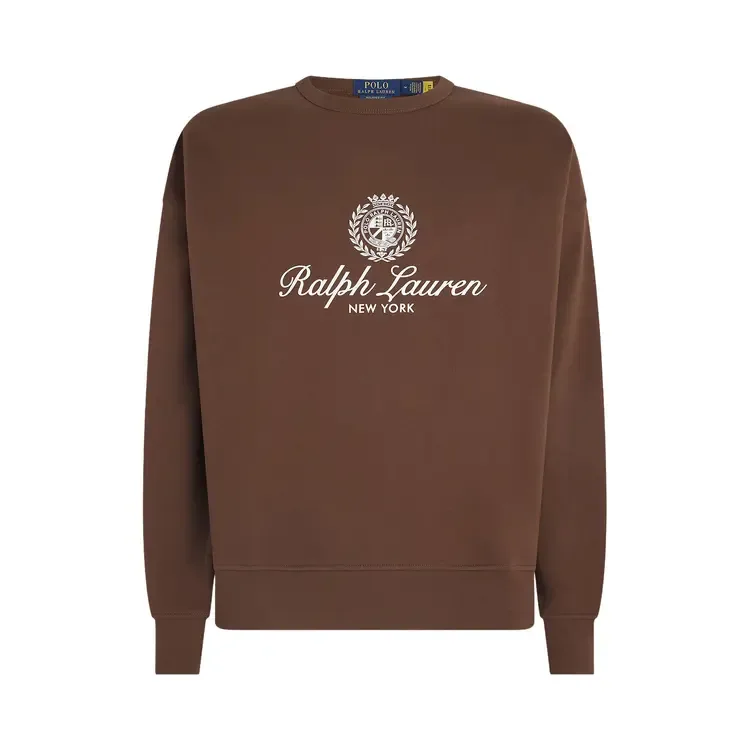 Футболка с длинными рукавами Polo Ralph Lauren Seasonal Fleece New York с графическим принтом, цвет «Branch Brown»