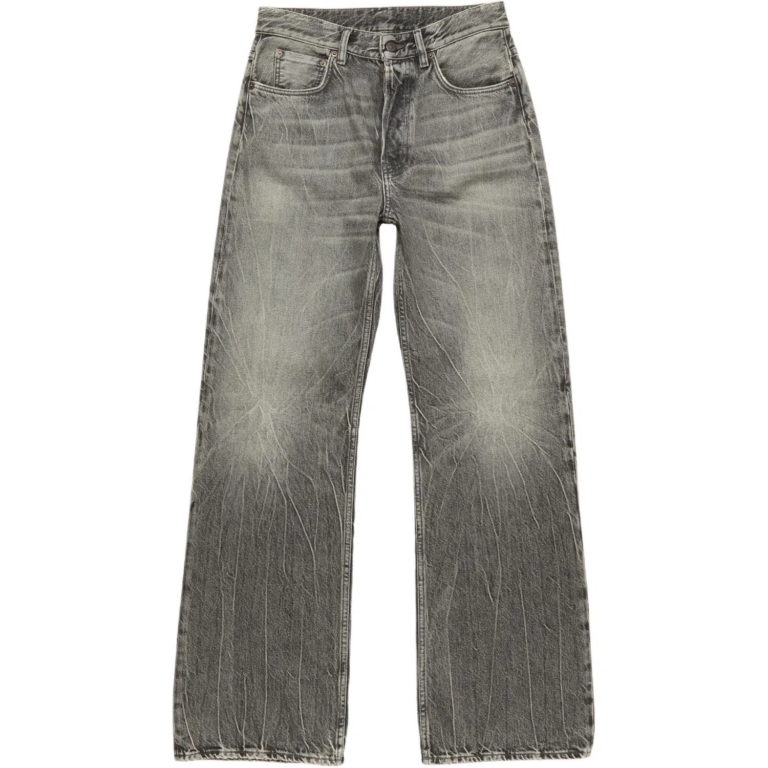 Женские джинсы прямого кроя с потертостями Acne Studios, Washed Black