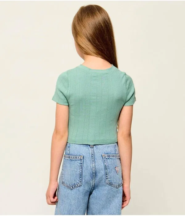 Детская футболка для девочек хлопковая Cropped Fit Polo Ralph Lauren, зеленый — фото 3