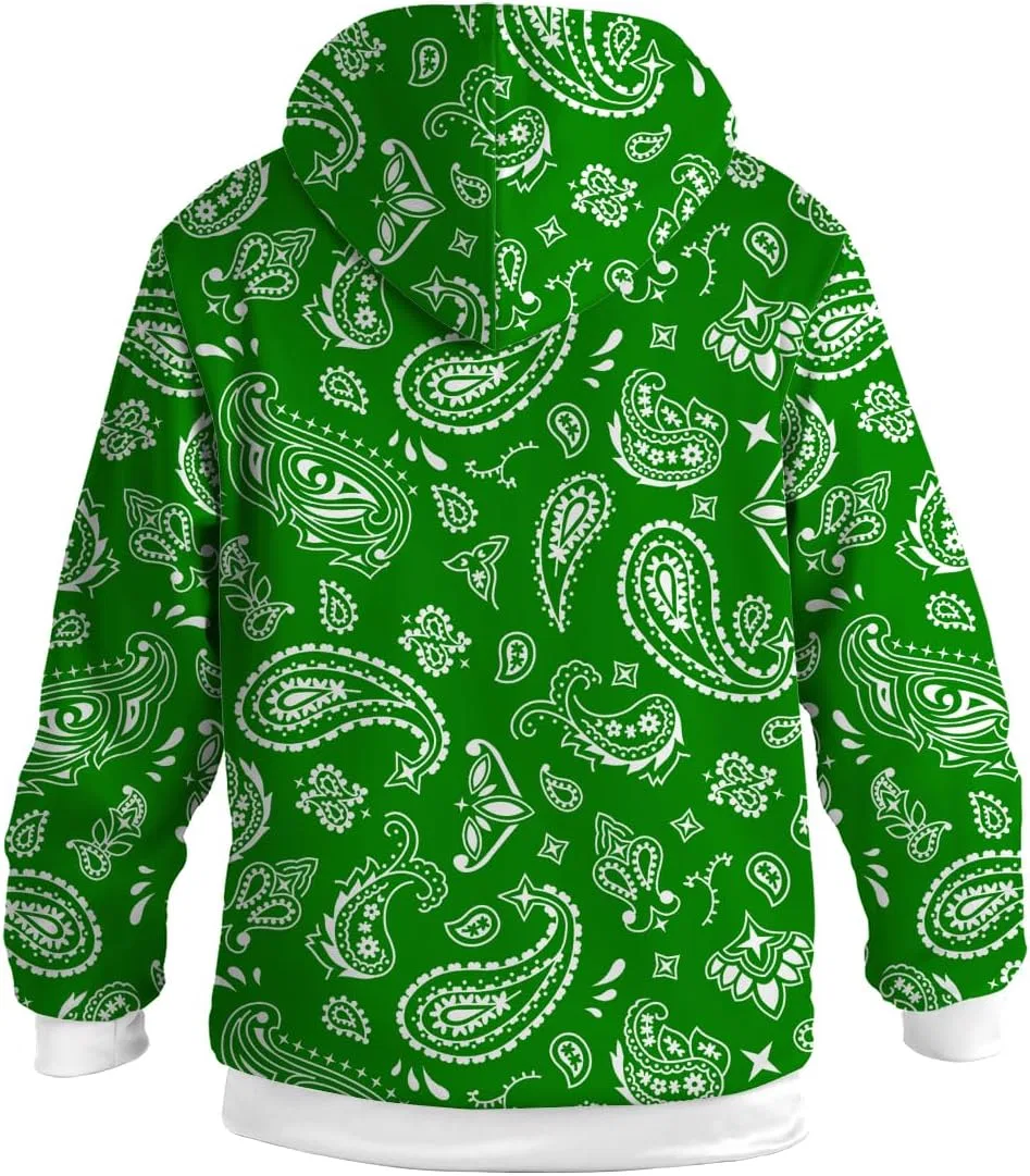 Женский зимний свитшот с капюшоном, на флисе, Paisley Print, Paisley Green — фото 4