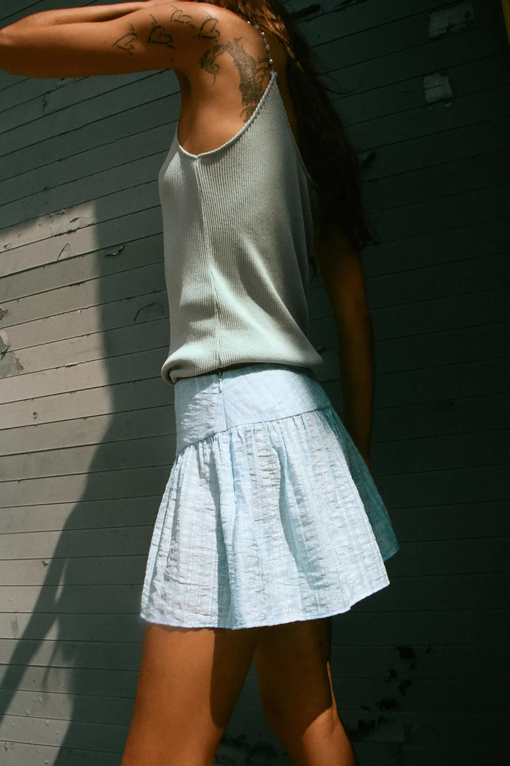 Расклешенные шорты-бермуды с принтом ZARA, Blue/White — фото 3