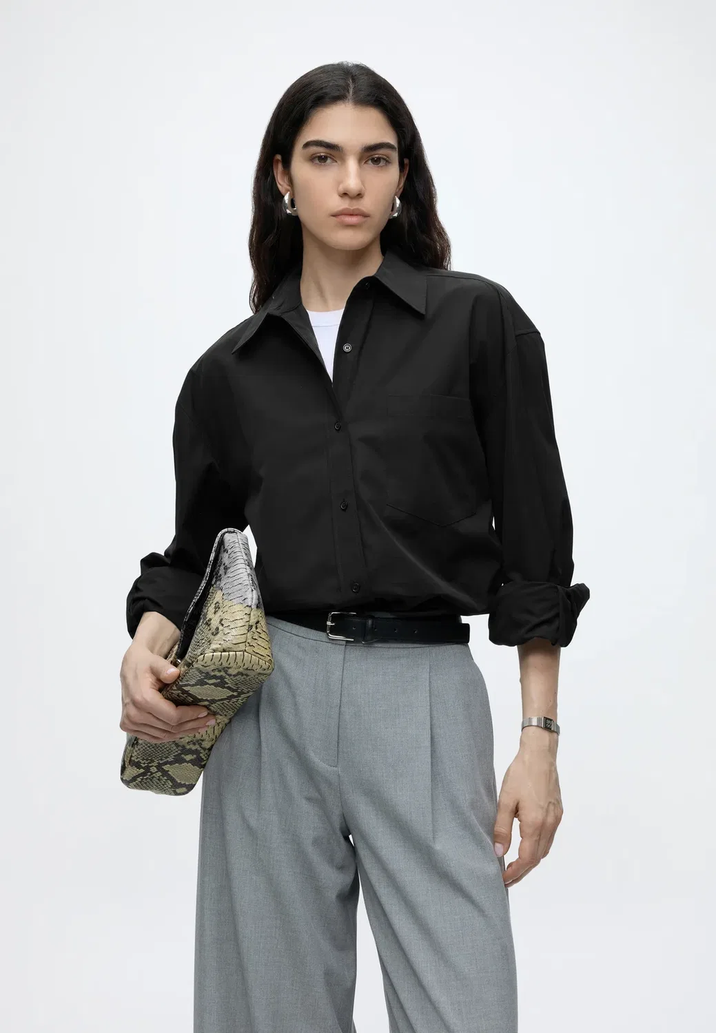 Рубашка из поплина с двойными манжетами - блузка на пуговицах Tommy Hilfiger, Black — фото 4