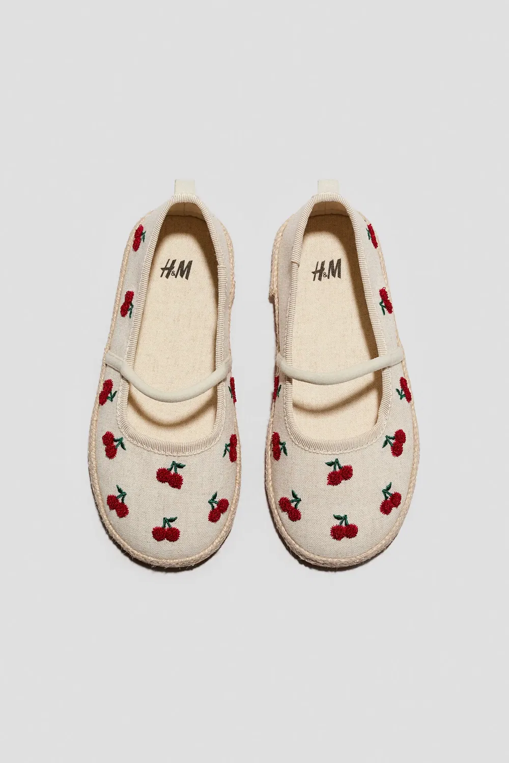 Эспадрильи детские с узким ремешком H&M, Natural Beige/Cherries — фото 3
