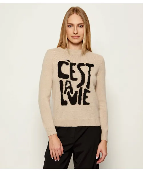 

Свитер из шерсти нитры Regular fit Weekend Maxmara, бежевый