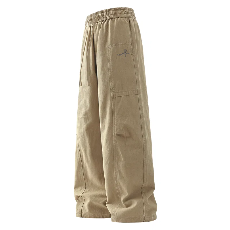 Детские повседневные брюки прямого кроя Flower Language Line Pants Logo MINISO, Khaki