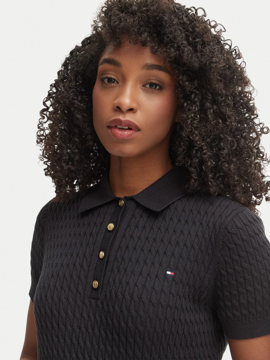 Женское поло стандартного кроя Tommy Hilfiger, черный — фото 4