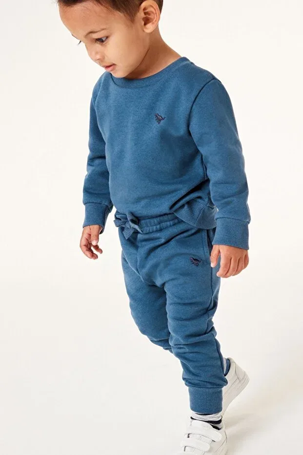 Детский комплект спортивного костюма хлопковый 100% cotton mid blue sweatshirt jogger top and bottom set Next Baby, Blue