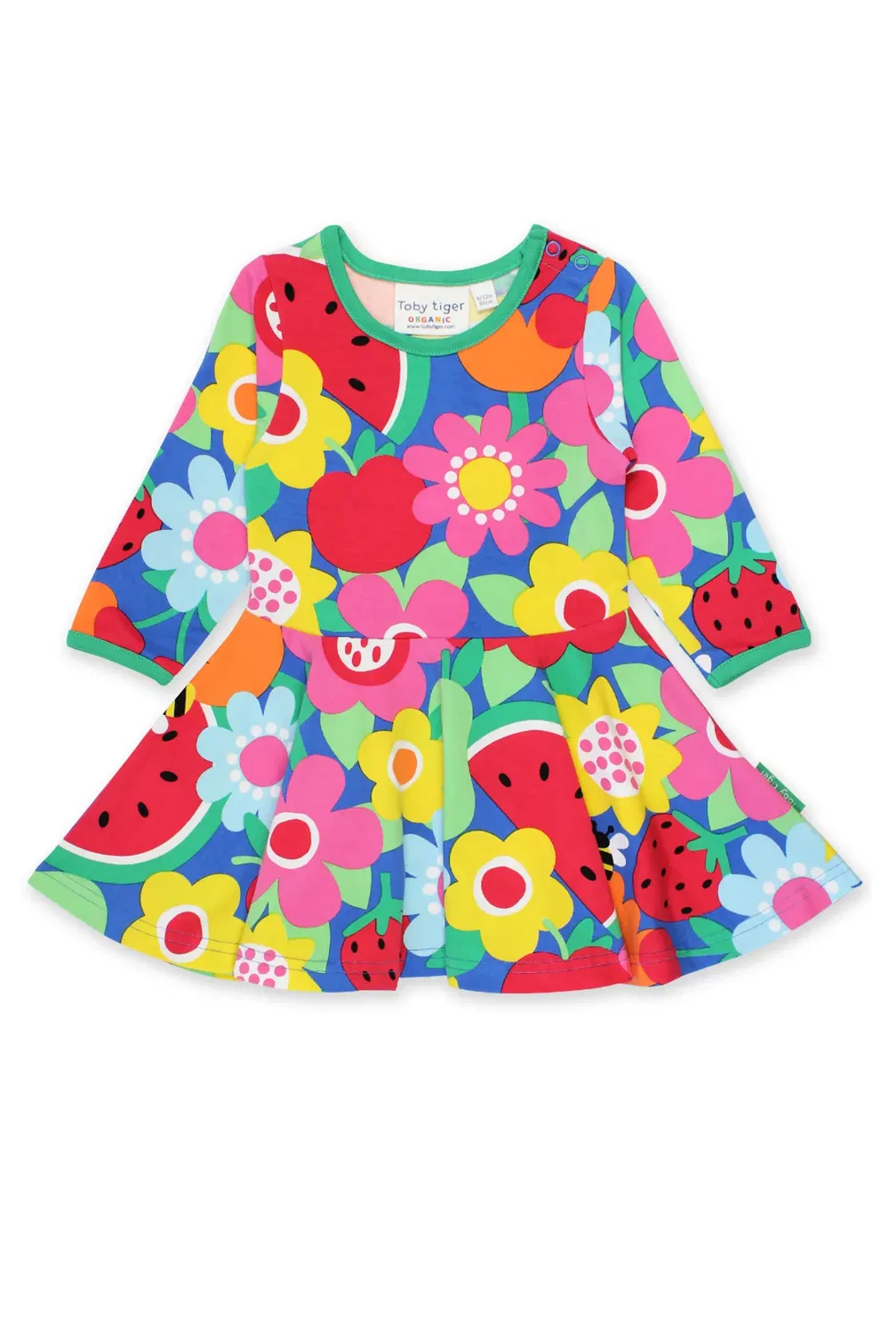 Детское платье-трапеция с цветочно-фруктовым принтом Fruit Flower Print Skater Dress Toby Tiger, Multi