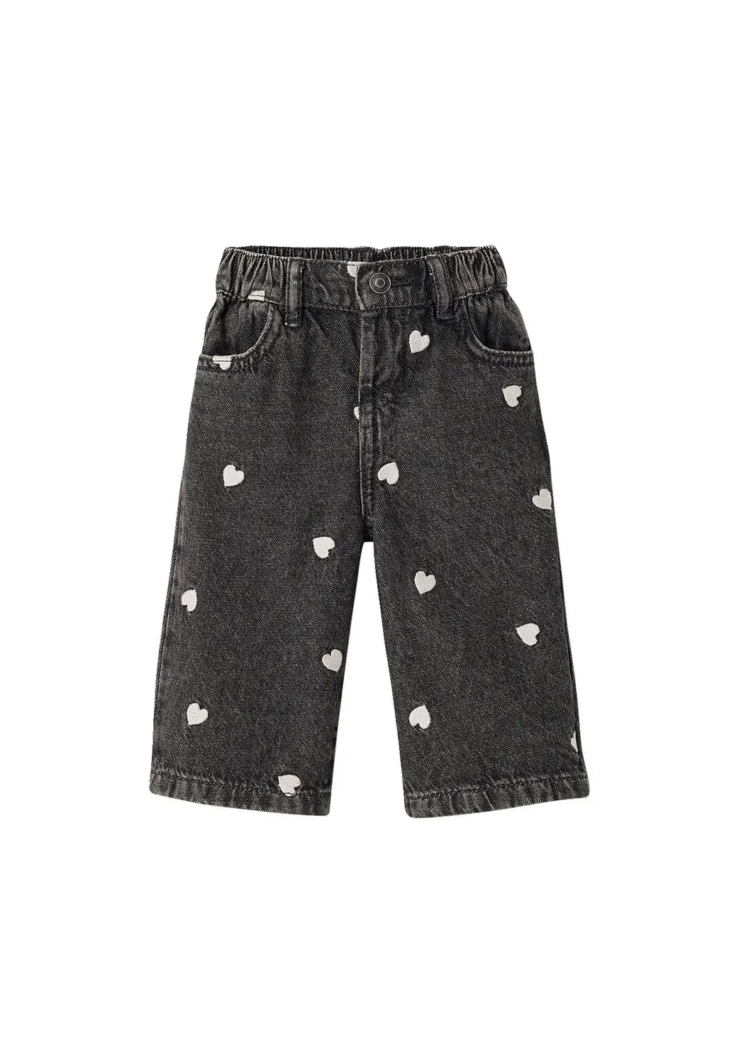 Weite baby Jeans mit Herzstickereien, dehnbund - джинсы прямого кроя Vertbaudet, Grauer Denim
