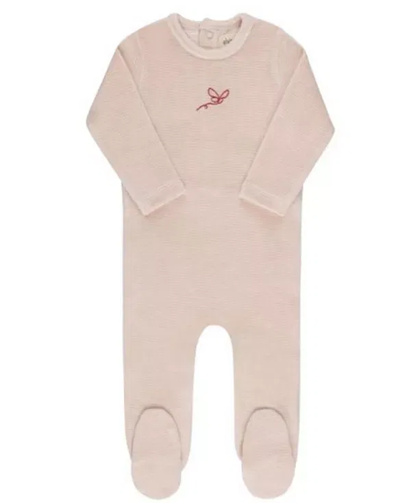 Детский комбинезон для сна с длинным рукавом Velour Stripe Collection Ely'S & Co., Light Pink — фото 2