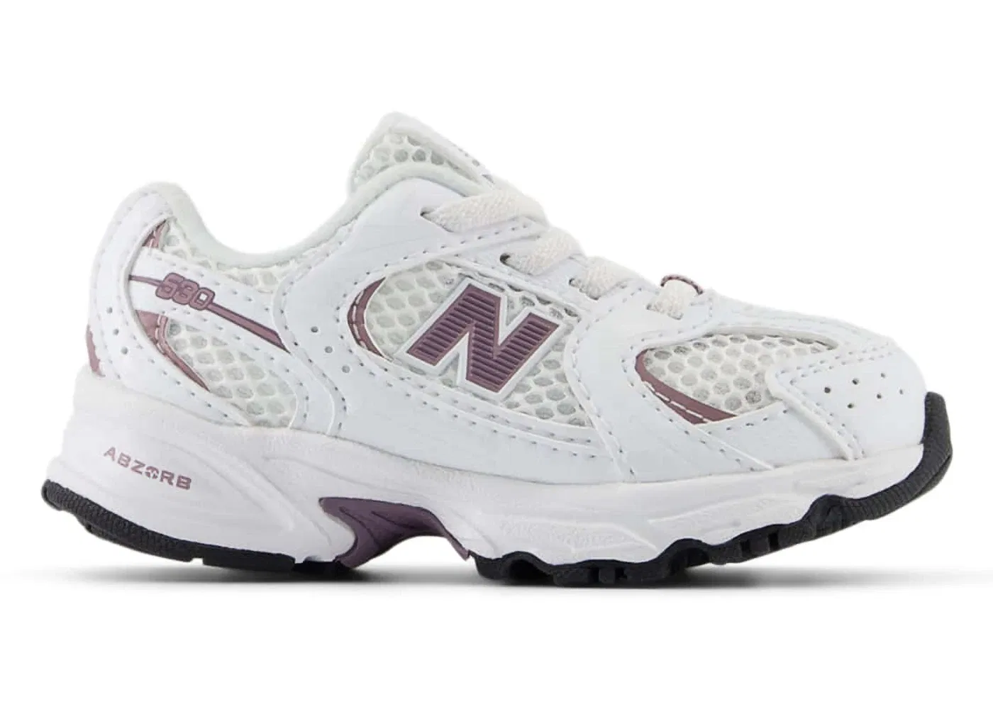 Детские кроссовки со шнурками New Balance 530 Bungee Lace, White/Dark Ice Wine