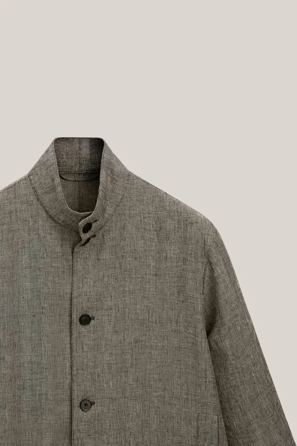 Льняная куртка-бомбер с узором «елочка» - лимитированная серия Massimo Dutti, Washed — фото 4