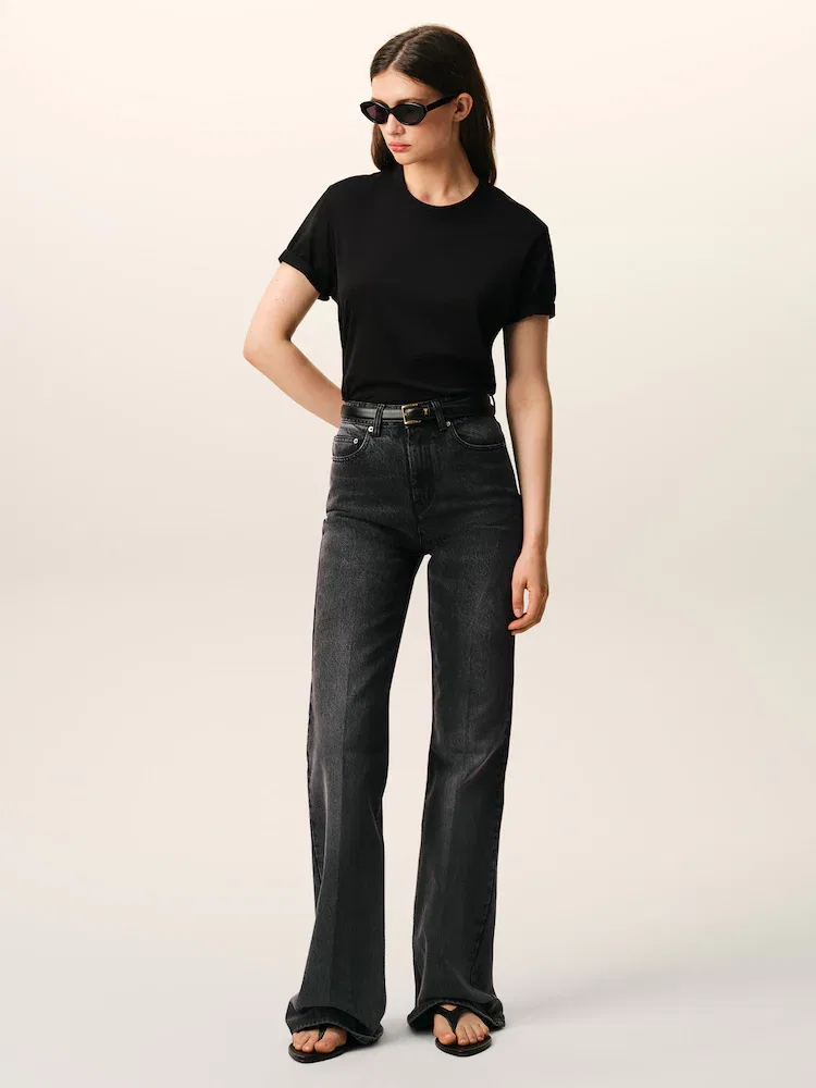Джинсы Flare Fit, Noir Used AMI PARIS, Black