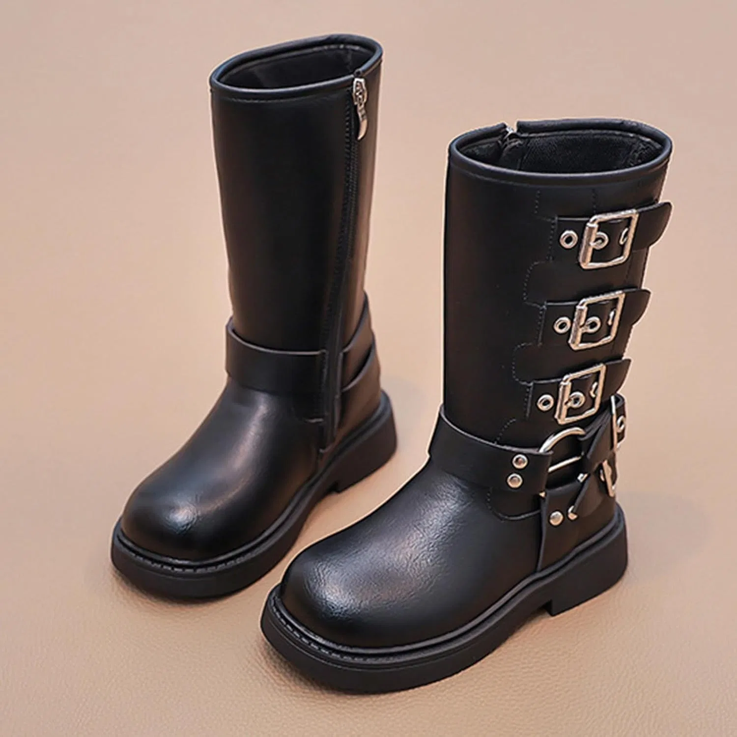 Детские сапоги для девочек с принтом Western Mid Calf Cowgirl Boots, Black — фото 3