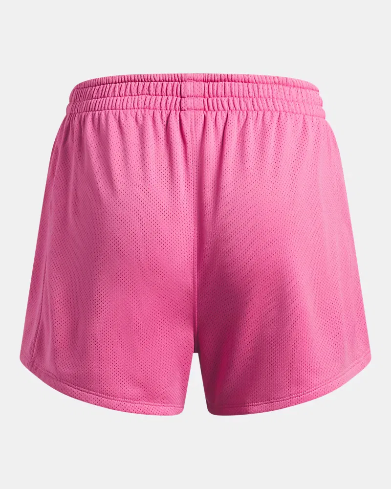 Шорты с длиной по внутреннему шву 6 см из дышащей двойной сетки UA Tech Mesh Play Up UnderArmour, Pink Frenzy/White — фото 2