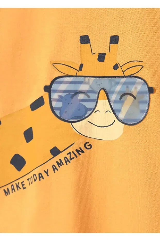 Детская футболка для мальчиков с принтом Giraffe Printed Mayoral, Yellow — фото 4