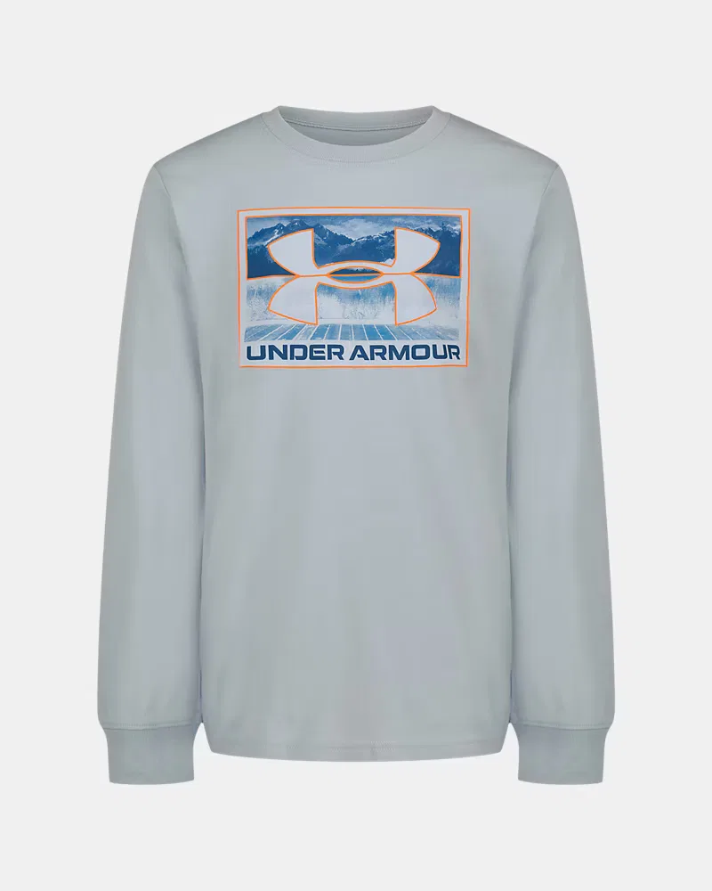 Лонгслив для мальчиков из хлопковой смеси с быстрым высыханием Topo Core UnderArmour, Blue Fog/Blackout Navy