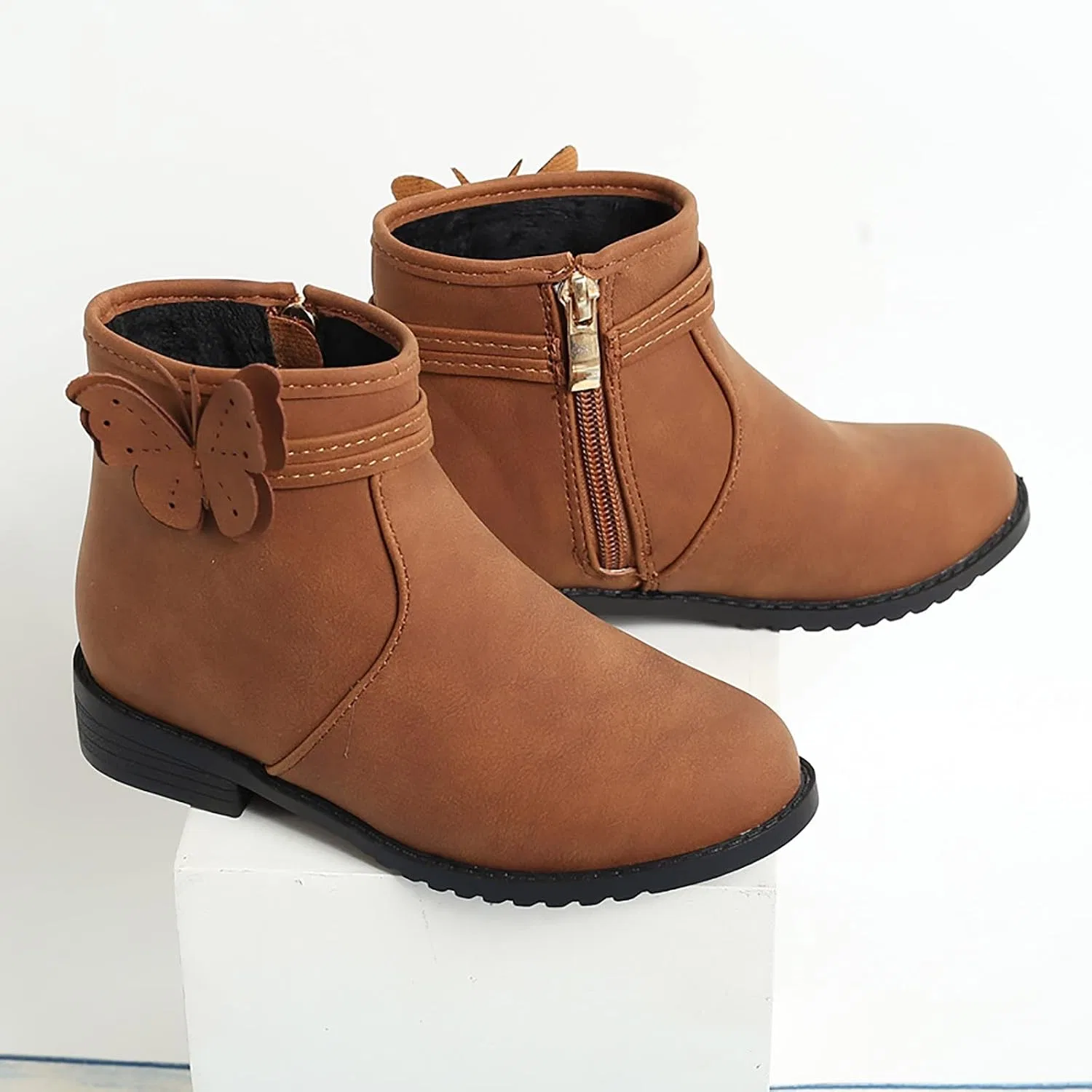 Детские сапоги для девочек с принтом бабочки на молнии Western Boots, Yellow — фото 4