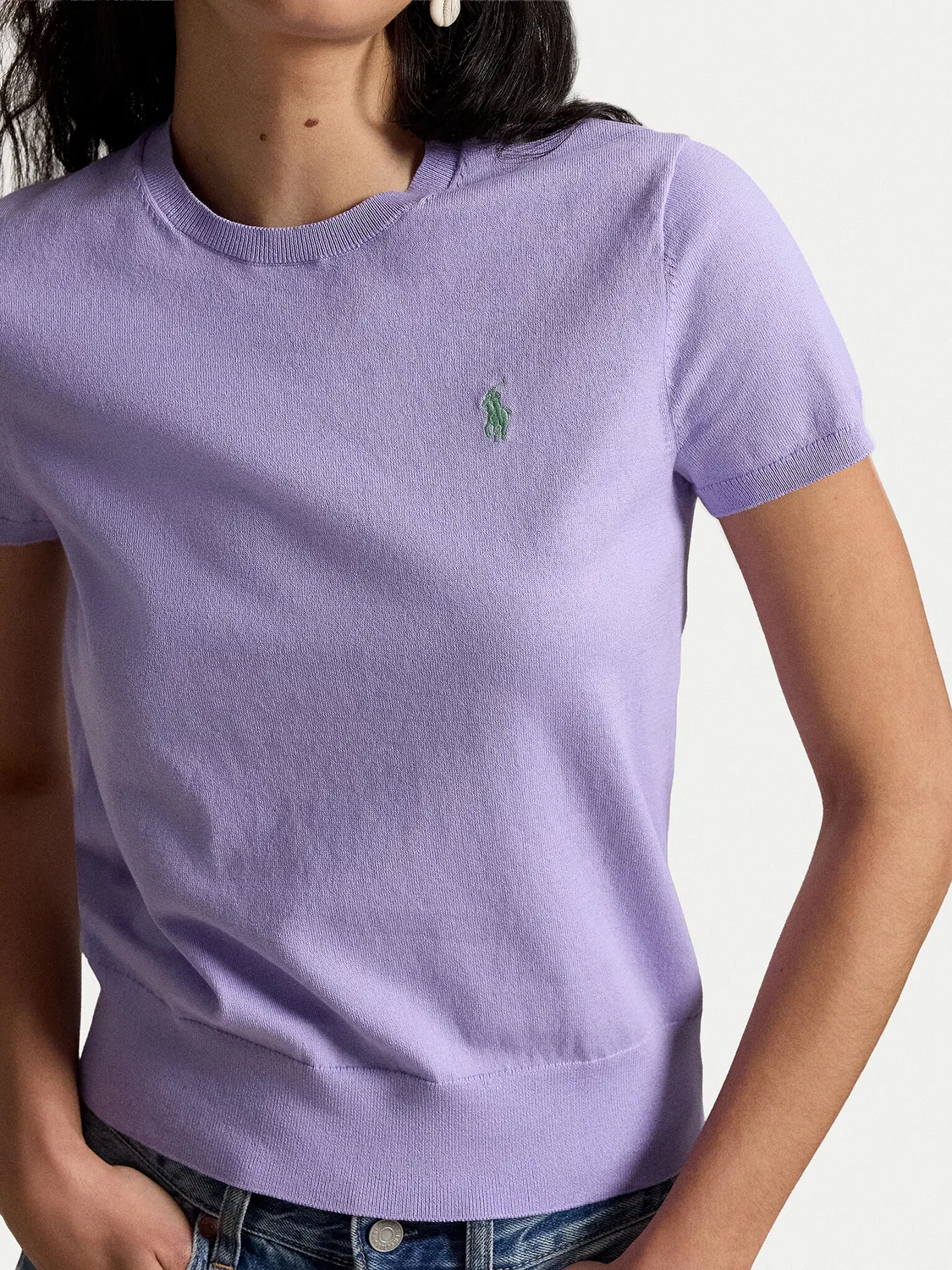 Женская футболка стандартного кроя Polo Ralph Lauren, светло-сиреневый — фото 4