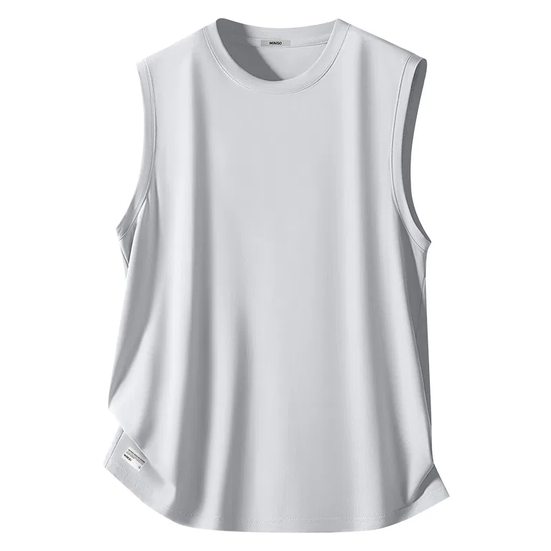 Детский топ с круглым вырезом Ice Silk Mesh Light Gray (Ma47 Infinite Wander Right Bottom A Logo) MINISO, Light Gray