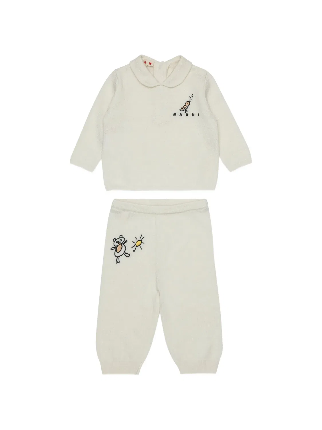 Спортивный костюм с вышитым логотипом Marni Kids, нейтральные цвета