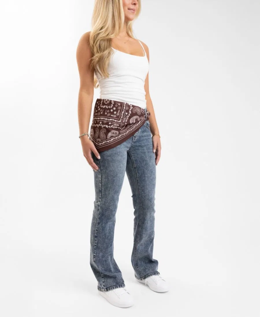 Джинсы-клеш с завязкой-банданой, модель Mid-Rise Flare EM+CASS, Medium Wash — фото 4