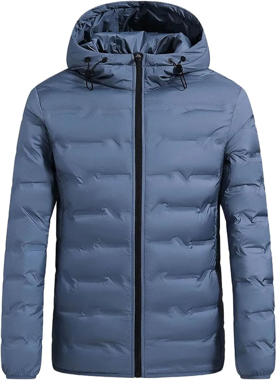 Мужское пальто с капюшоном, пуховое, Parka Style, синий