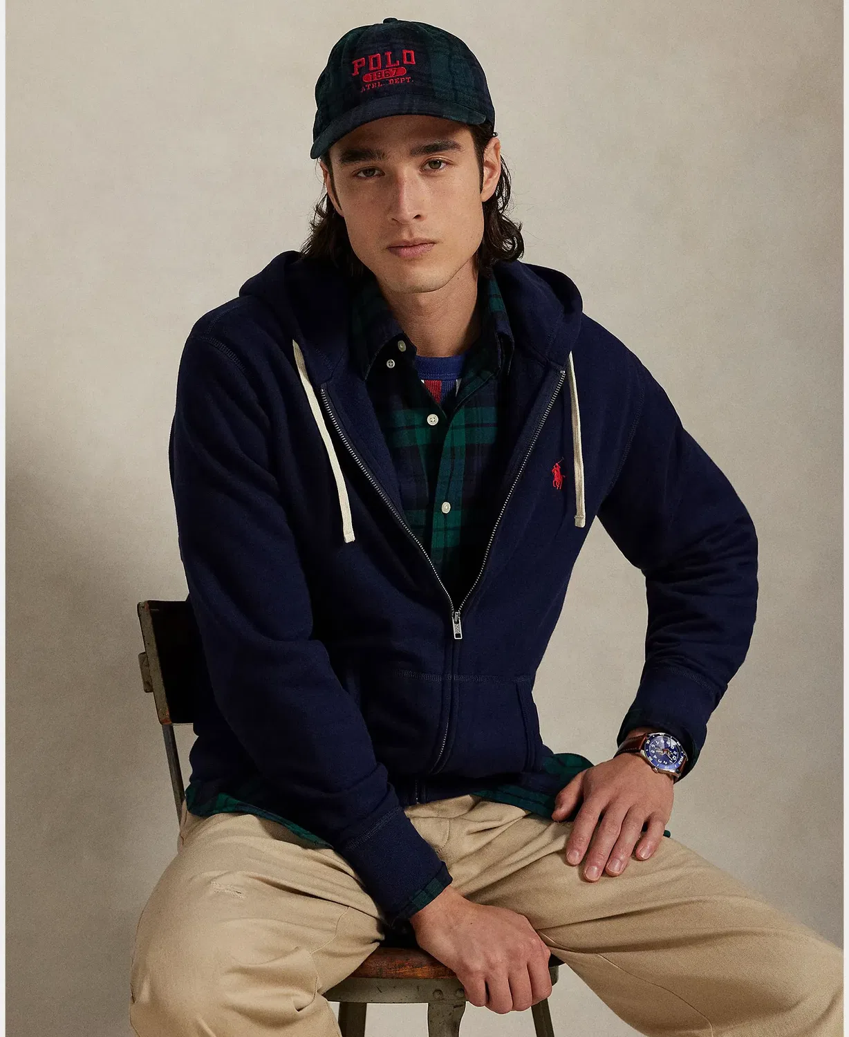 Мужская худи на молнии RL с капюшоном Polo Ralph Lauren, Azul Marino — фото 4