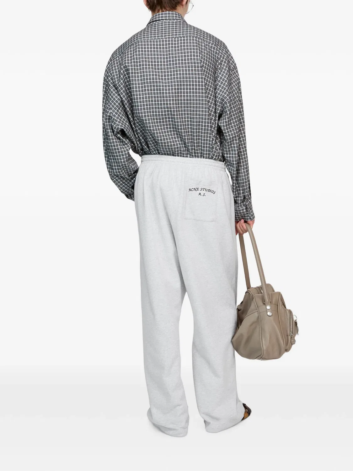 Рубашка с клетчатым узором Acne Studios, серый — фото 4