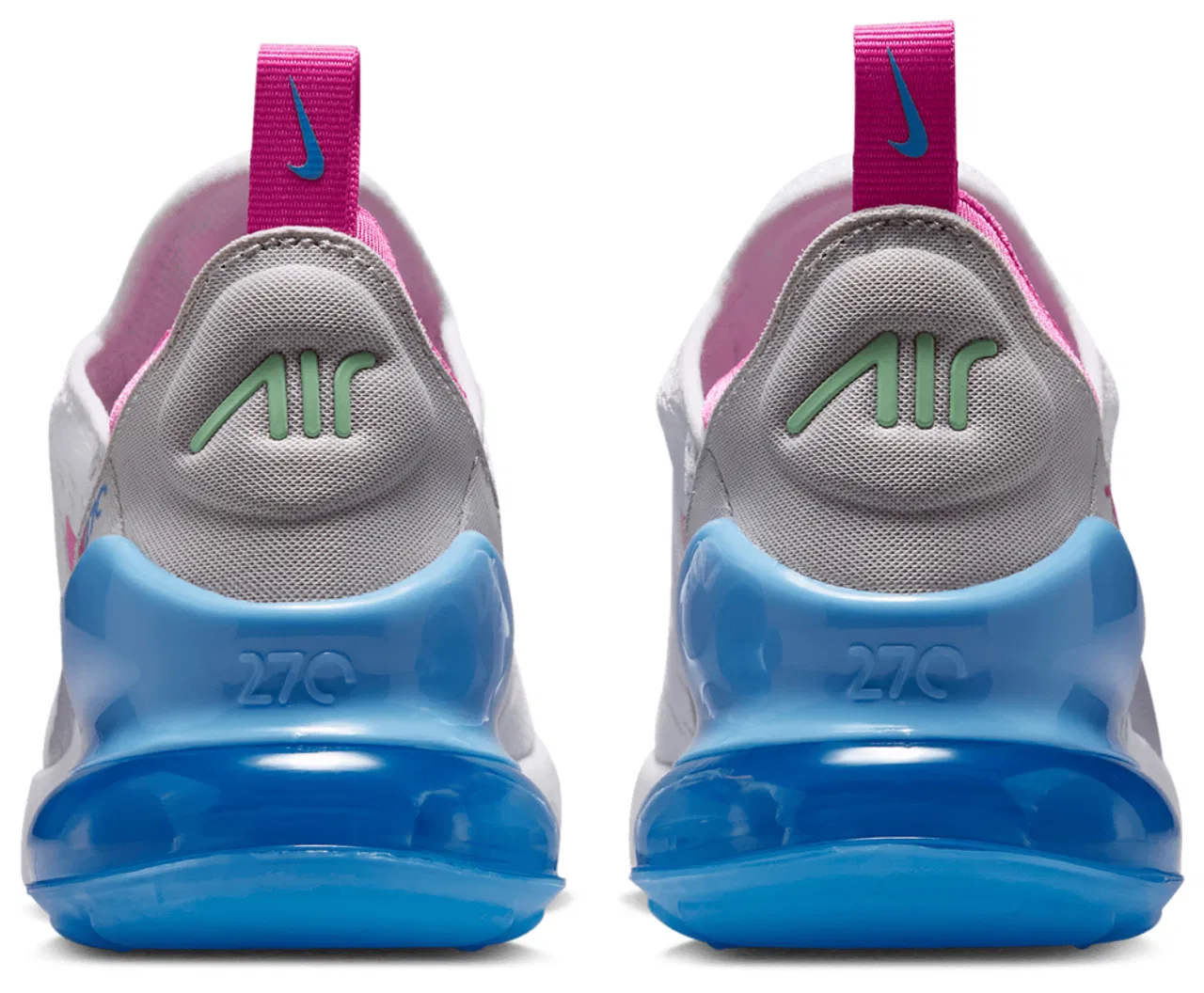 Детские кроссовки Air Max 270 Nike, цвет White/Pinksicle/Football Blue — фото 3