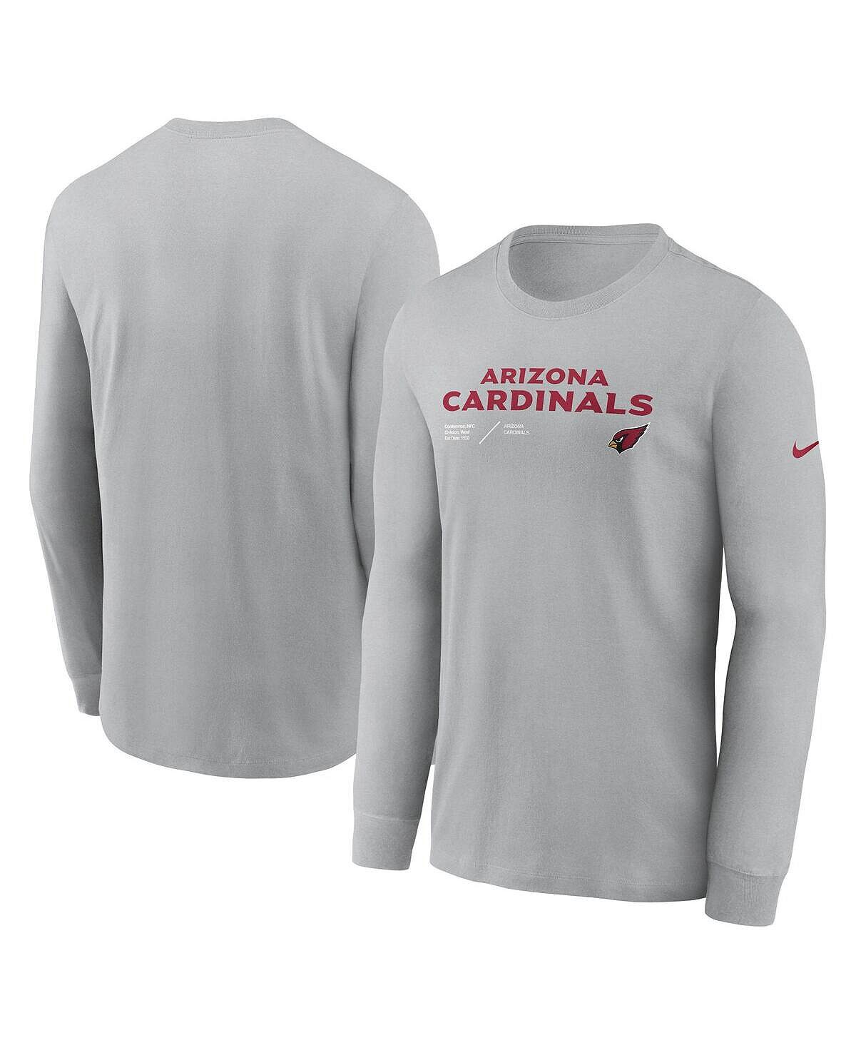 Мужская серая футболка с длинным рукавом arizona cardinals sideline infograph lock up performance Nike, серый — фото 2