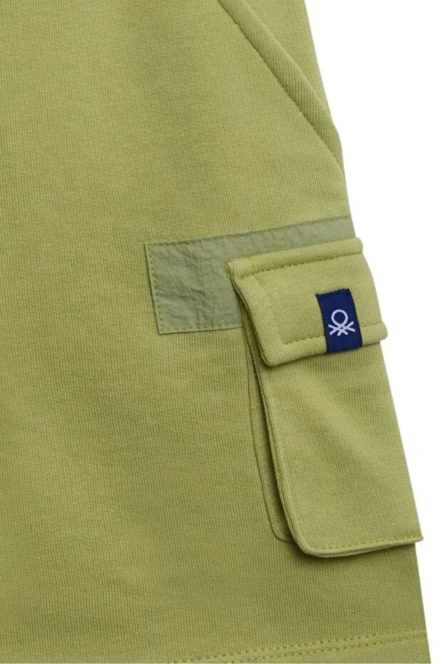 Детские шорты для мальчиков с принтом Logo embroidered Benetton, Pistachio Green — фото 3