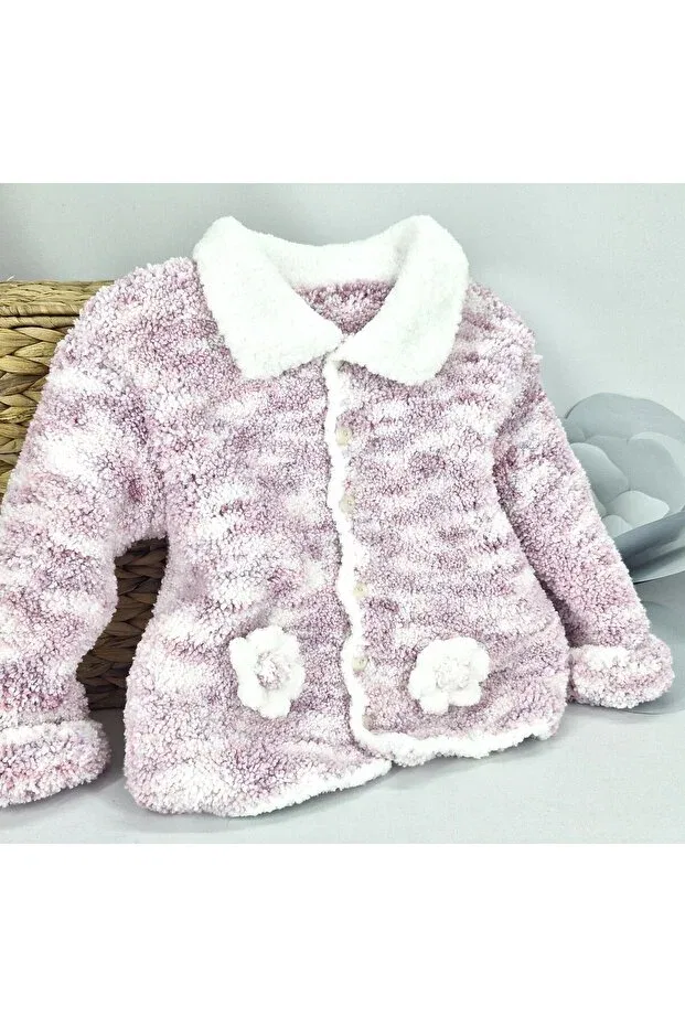Детский кардиган для девочек с длинным рукавом Hand knitted lamb lanyard fur Evitle, Lilla&Ebruli — фото 2