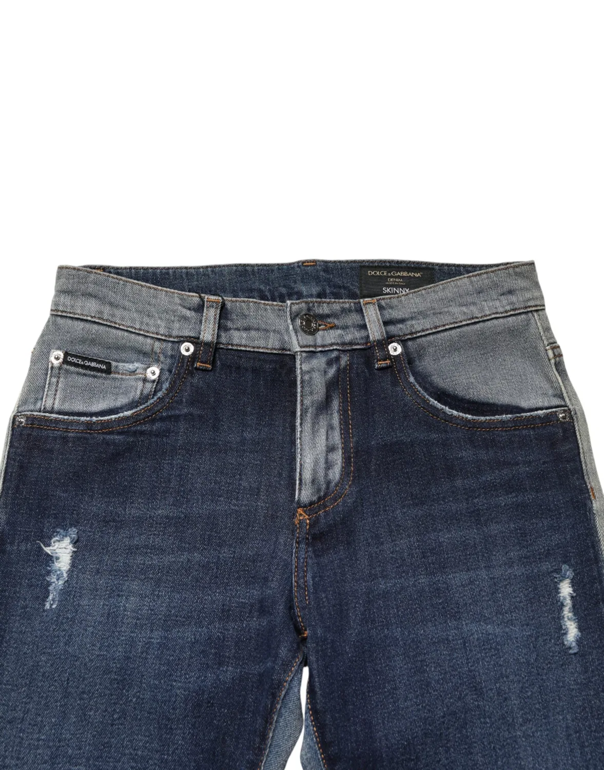 Мужские джинсы скинни с эффектом двух оттенков Skinny Jeans Dolce & Gabbana, Blue — фото 4