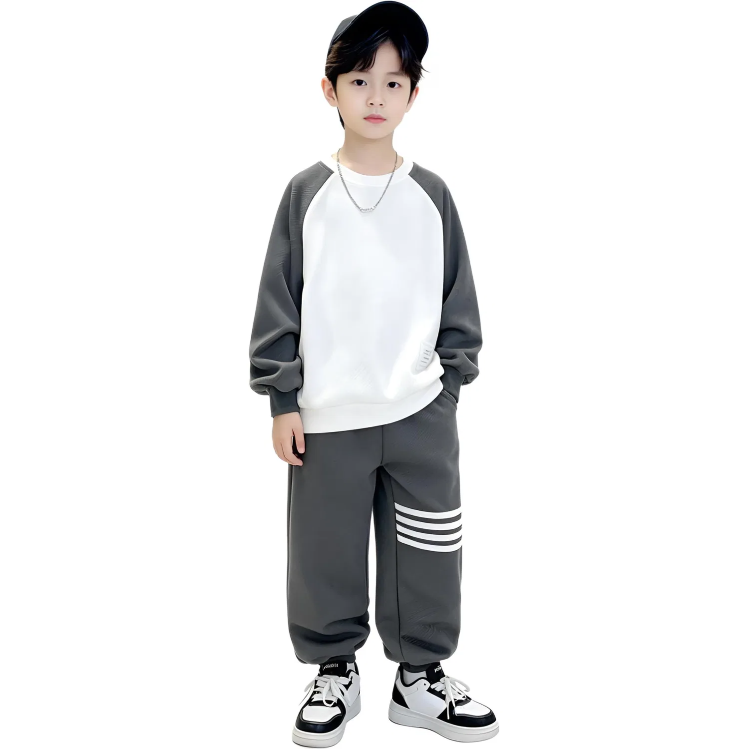 Детский спортивный комплект для мальчиков с круглым вырезом MADALLO, Gray Two-Piece Set