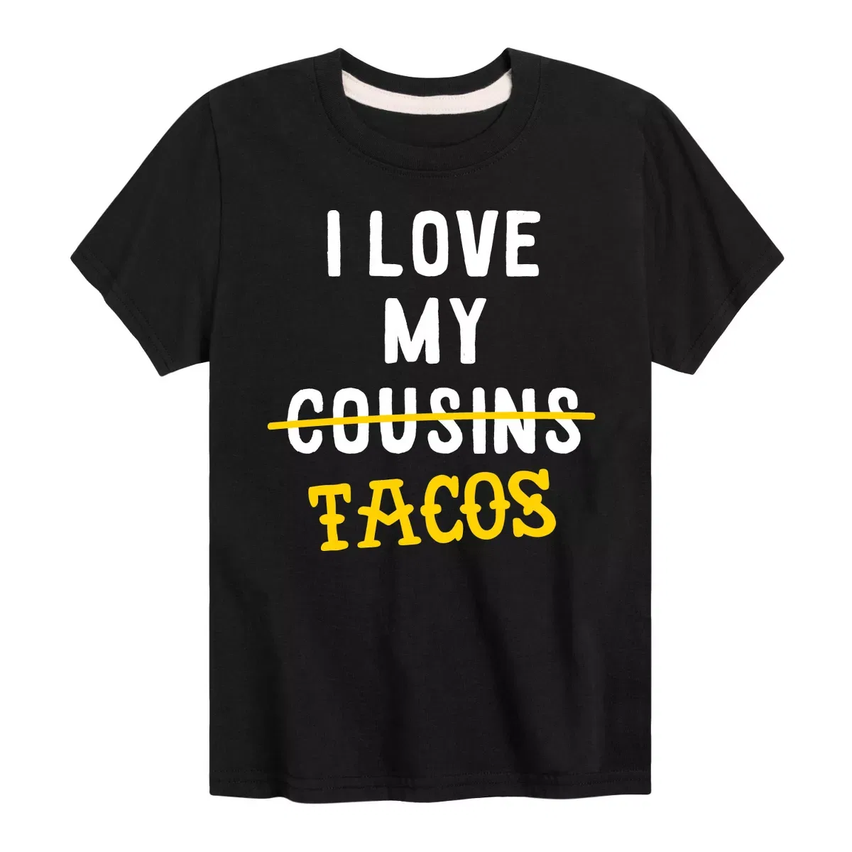 Детская футболка с коротким рукавом с принтом I Love My Cousin's Tacos Instant Message, Heather Blue