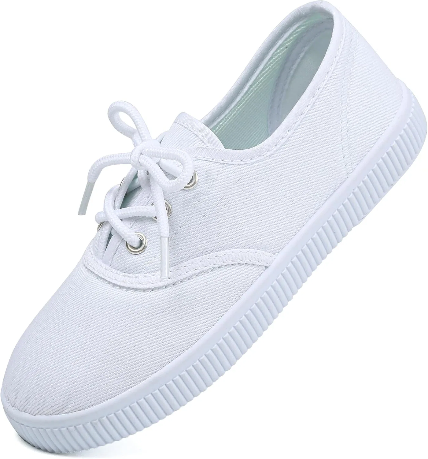Детские кеды для девочек белые из канваса Anproity, White-Lace